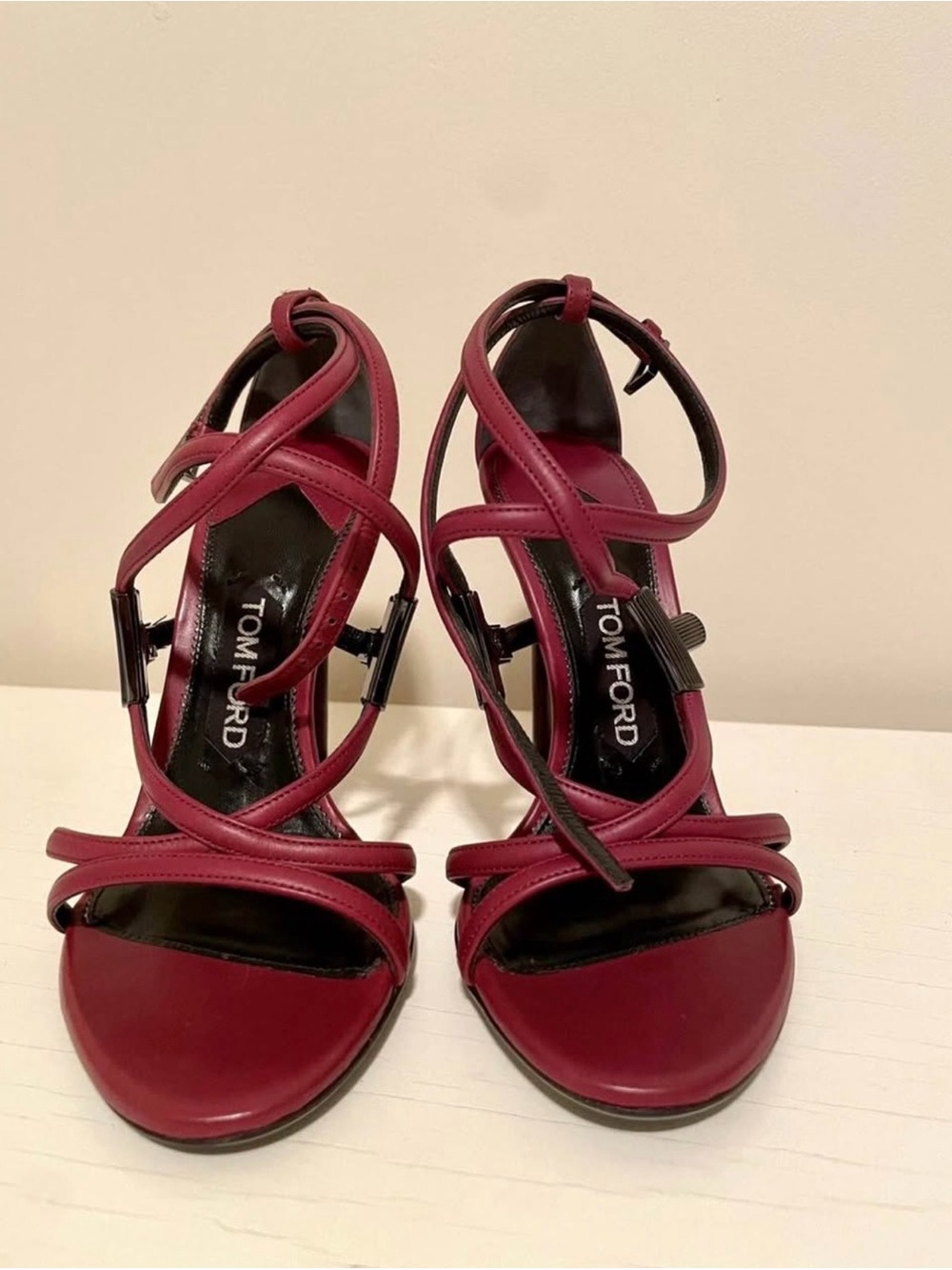 Tom Ford Burgundy Strappy High Heel Sandals